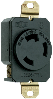 Pass & Seymour L630R Spec Grade Turnlok Locking Devices, 30A Single Receptacle Twistlock, 250 VAC, 3W