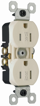 Pass & Seymour 3232-TRWRLA Duplex Grounding Tamper Resistant Weather Resistant Straight Blade Receptacle, 125 VAC, 15 A, 2 Poles, 3 Wires, Light Almond