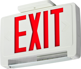 Lithonia Lighting ECBR LED M6 LED Combination Exit Sign With Emergency Light 8-1/4 in H x 12-5/8 in W White Surface Mount Thermoplastic