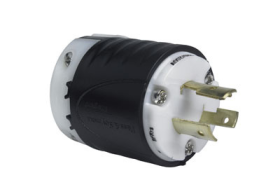 Pass & Seymour Turnlok L1020-P Locking Plug, 125/250 VAC, 20 A, 3 Poles, 3 Wires, Black/White