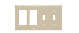 Pass & Seymour Sierraplex SP2262-I Standard Combination Wallplate, 2 Gangs, Ivory, 5 in, Thermoplastic