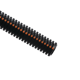 HellermannTyton 904-00359 1 In. UV-Resistant Slit Convoluted Tubing, Black with Orange Stripe, Polyethylene, 2250 Ft. per Reel