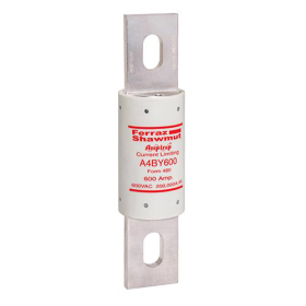 Mersen A4BY600 Current Limiting Time Delay Fuse, 600 A, 600 VAC/300 VDC, 200/20 kA, Class L, Cartridge Body