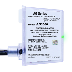 Intermatic AG3000 AG Series Three-Mode Surge Protective Device, 120/240 VAC, Single Phase, Type 1 or Type 2, Outdoor