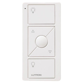 Lutron PJ2-3BRL-WH-L01R Pico 3-Button Remote Control Switch with Raise/Lower/Favorite Button and Indicator LED, 434 MHz, 3 VDC, White
