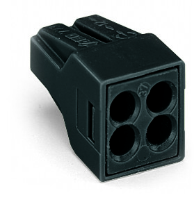 Wago 773-514 Push Wire Connector Four Conductor #12Awg Four-Pole High Temp Black 100/Bx