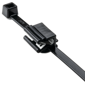 HellermannTyton 156-02225 8 In. Black Two-Piece Cable Tie and Edge Clip for 1 to 3mm Panel Thickness, EC5B, UL Listed, 50 lbs. Tensile Strength, PA66HIRHSUV / PA66HIRHSUVR5, 500 per Pack