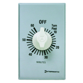 Intermatic FF60MC 60-Minute Max Spring Wound Countdown Timer, Commercial Style, No Hold, 125-277 VAC, SPST, Silver