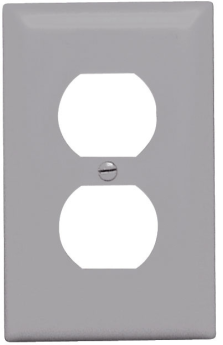 Pass & Seymour TP8GRY Duplex Receptacle Openings, One Gang, Gray Thermoplastic Plate