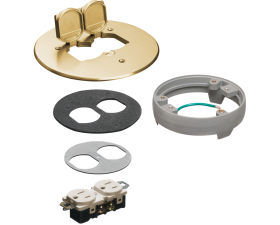 Arlington FLB6230MBLR Round Cover Kit With Leveling Ring For FLBC Floor Boxes Brass