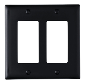 Pass & Seymour TP262BK Thermoplastic Two Gang Decorator Wall Plate, Black Thermoplastic Plate