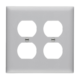 Pass & Seymour TradeMaster TP82-GRY Standard Receptacle Wallplate, 2 Gangs, Gray, 5-1/2 in, Thermoplastic