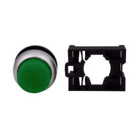 Cutler-Hammer M22-DLH-G 22.5MM Green Illuminated Pushbutton Momentary Contact Operator Only Silver Bezel