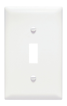 Pass & Seymour TP1W Toggle Switch Openings, One Gang, White Thermoplastic Plate