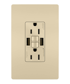 Pass & Seymour radiant« 1597TRUSBAA-I 15A Tamper-Resistant Self-Test GFCI USB Type-Aa Outlet, Ivory