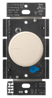 Lutron RCL-153PNL-LA Dalia LED+ Single-Pole or 3-Way Rotary Knob Dimmer Switch with Locator Light, 150W LED, 600W Incandescent, 120VAC, Light Almond