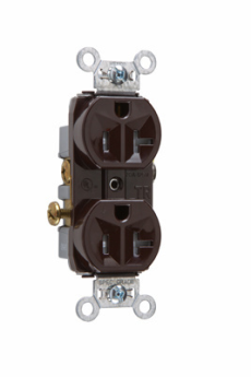 Pass & Seymour TR20 Tamper-Resistant Commercial Grade Receptacles, Brown, TR20 20 A, 125 VAC, 3W
