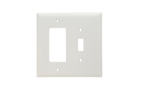 Pass & Seymour TPJ126W Combination Openings, 1 Toggle Switch and 1 Decorator, Two Gang, White Thermoplastic Plate