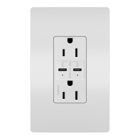 P&S R26USBPDW 15A TR Radiant 30W Power Delivery Receptacle USB C/C White