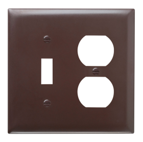 Pass & Seymour TP18 Combination Openings, 1 Toggle Switch and 1 Duplex Receptacle, Two Gang, Brown Thermoplastic Plate