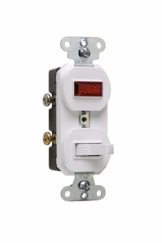 Pass & Seymour 692WG Single-Pole Combination Switch and Pilot Light, White 15 A, 120 VAC
