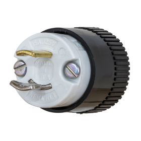 Hubbell Wiring 7465N 15A 2-Pole 2-Wire Bryant Midget Locking  Industrial Male Plug, 125V, Non-Grounding, Screw Terminal