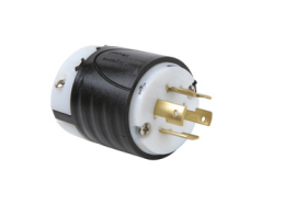 Pass & Seymour Turnlok L1620-P Locking Plug, 480 VAC, 20 A, 3 Phase, 4 Wire, Black/White