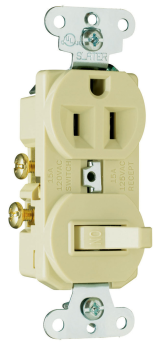 Pass & Seymour 691I 15A, 120/125V Combination Single-Pole Switch and Single Receptacle, Ivory