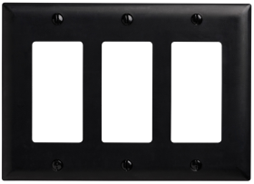 Pass & Seymour TradeMaster TP263-BK Standard Wallplate, 3 Gangs, Black, 5.5 in H x 6.563 in W, Nylon/Thermoplastic