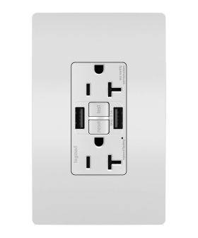 Pass & Seymour radiant  2097TRUSBAA-W 20A Tamper-Resistant Self-Test GFCI USB Type-Aa Outlet, White