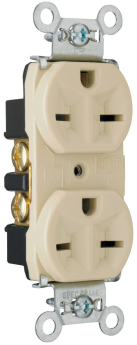Pass & Seymour 5662I Heavy Duty Spec Grade Receptacles, Back and Side Wire, 15A, 250V, Ivory 3W