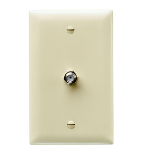 Pass & Seymour On-Q TPCATV-I 1-Gang Communication Plate With F-Type Coaxial Connector Ivory