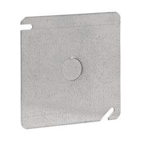 Crouse-Hinds TP478 4 In. Square Blank Steel Box Cover with 1/2 In. Knockout in Center
