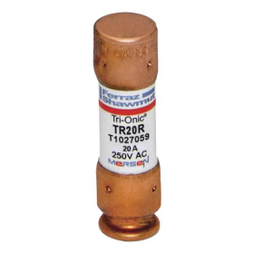 Mersen TR20R Current Limiting Time Delay Fuse, 20 A, 250 VAC/125 VDC, 200/20 kA, Class RK5, Cylindrical Body