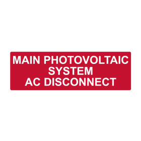 HellermannTyton 596-00255 "MAIN PV SYSTEM AC DISCONNECT" Pre-Printed Red Reflective Vinyl Solar Installation Labels, 5-1/2 In. x 1-3/4 In., 50 per Roll