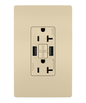 Pass & Seymour radiant« 2097TRUSBAA-I 20A Tamper-Resistant Self-Test GFCI USB Type-Aa Outlet, Ivory