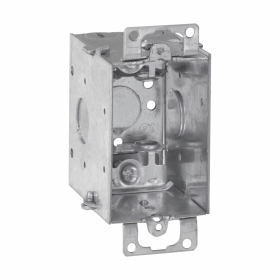 Crouse-Hinds TP668 2-3/4 In. Deep Gangable Steel Switch Box with Ears and MC Clamps, 1/2 In. Knockouts