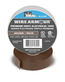 Ideal Wire Armour 46-35-BRN Color Coding Premium Professional Grade Electrical Tape, 3/4 in W x 66 ft L, 7 mil THK, Vinyl, Brown