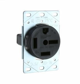 Pass & Seymour 5760 Grounding Straight Blade Receptacle, 250 VAC, 60 A, 3 Poles, 4 Wires, Black