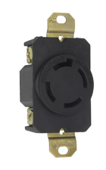 Pass & Seymour Turnlok L1730-R 3-Phase Single Locking Receptacle, 600 VAC, 30 A, 3 Poles, 4 Wires, Gray