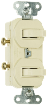 Pass & Seymour 690IG Single-Pole Double Combination Switch 15A 120/277V with Ground Ivory