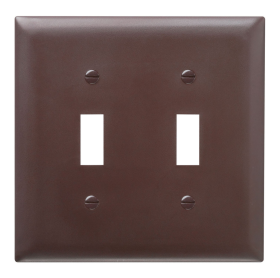 Pass & Seymour TP2 Toggle Switch Openings, Two Gang, Brown Thermoplastic Plate