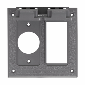 Crouse-Hinds TP7244 2-Gang Vertical Decorator and Single-Receptacle or Toggle Switch Weatherproof Outlet Box Cover Gray