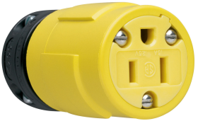 Pass & Seymour 1547 Dust-Tight Straight Blade Connector, 125 VAC, 15 A, 2 Poles, 3 Wires, Yellow