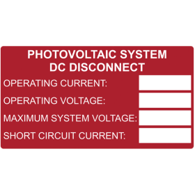 HellermannTyton 596-00241 "PV SYSTEM DC DISCONNECT" Printable Red Reflective Polyester Solar Rating Labels, 3-3/4 In. x 2 In., 50 per Roll