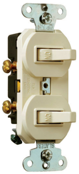 Pass & Seymour 690LAG Single-Pole Double Combination Switch 15A 120/277V with Ground Ivory