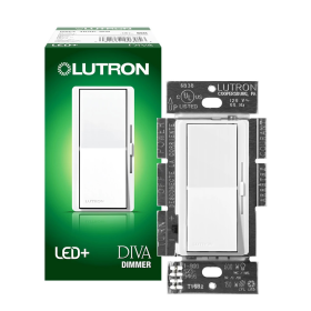 Lutron DVCL-153P-WH Diva LED+ Single-Pole or 3-Way Designer Style Slide Dimmer with On/Off Rocker Switch, 120 VAC, White