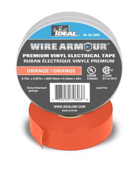 Ideal Wire Armour 46-35-ORN Color Coding Premium Professional Grade Electrical Tape, 3/4 in W x 66 ft L, 7 mil THK, Vinyl, Orange