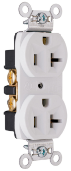 Pass & Seymour CRB5362W Construction Spec Grade Receptacles, Back and Side Wire, 20A, 125V, White 3W