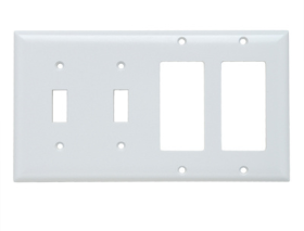 Pass & Seymour Sierraplex SP2262-W Standard Combination Wallplate, 2 Gangs, White, 5 in, Thermoplastic